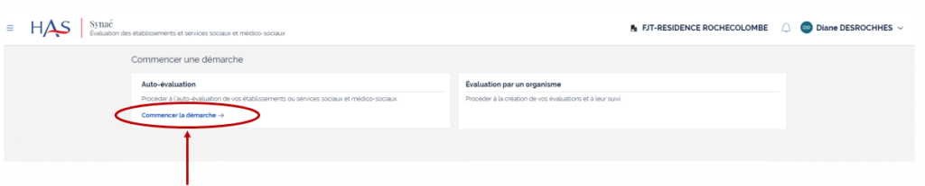 Synaé accéder à l'outil d’auto-évaluation